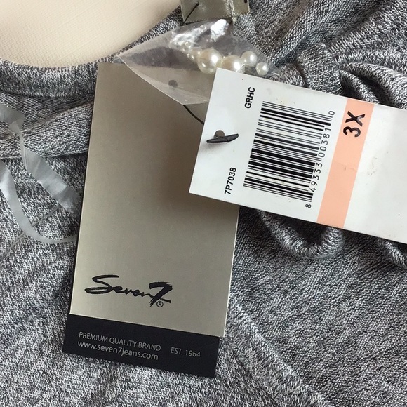 Seven7 Stretch Top Long Sleeve Pearl Beads Size 3X - Picture 7 of 8